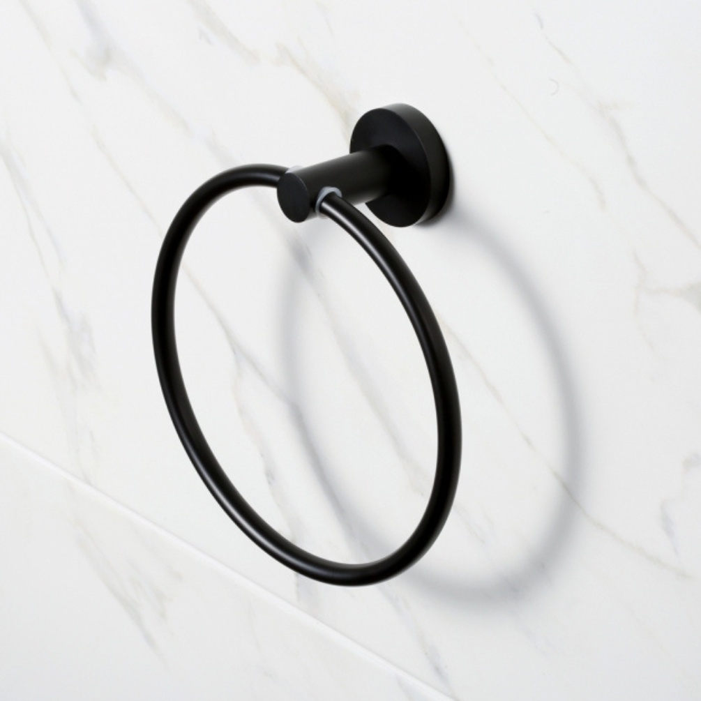 Lifestyle image of the Bristan Round Black Towel Ring